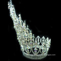 chinese hair accessories silver plated full crystal tall pageant tiara crown
